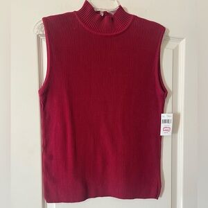 United States Sweaters Brand Sleeveless, Ribbed Red Cotton Sweater Size L